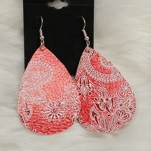 Red leather earrings